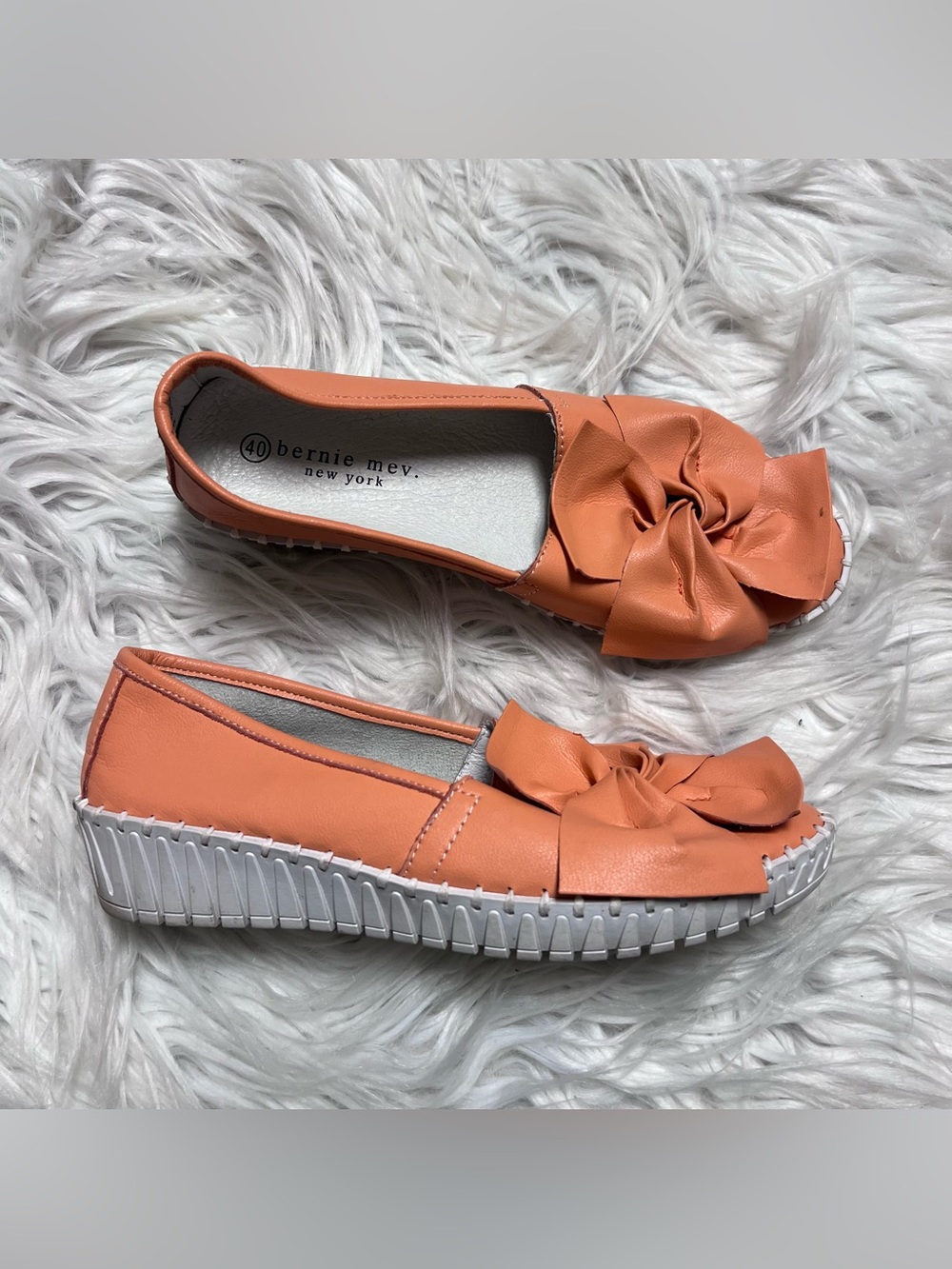 bernie mev. Coral Orange Bow Slip-On Loafer